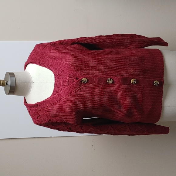 Ally Mae Cardigan & Tank Sweater Set Burgundy M - Picture 7 of 17